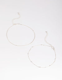 Silver Plated Brass  Cubic Zirconia Ball Anklet - link has visual effect only