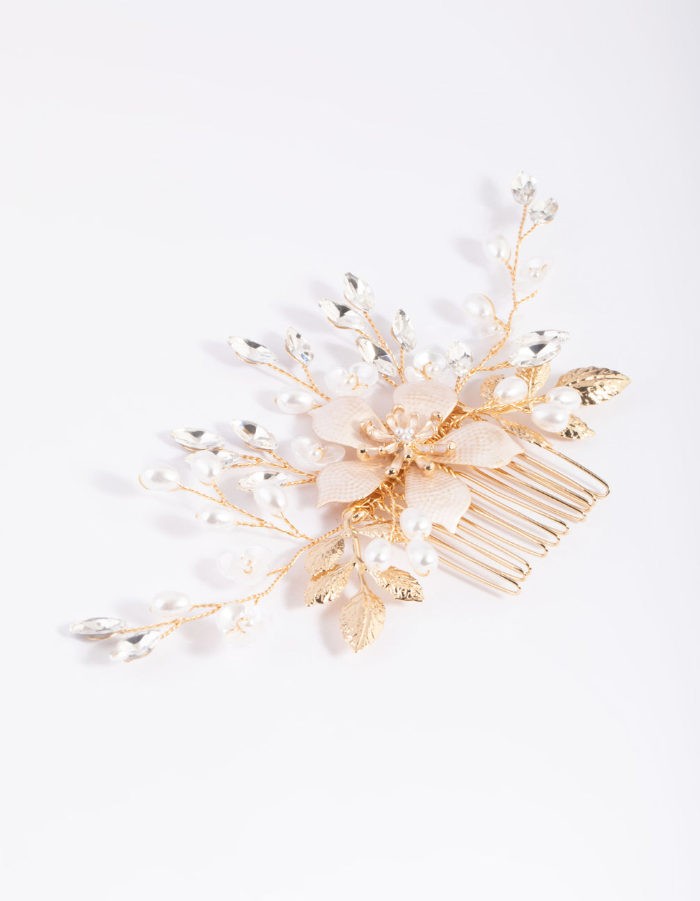 Blush Etched Flower Comb
