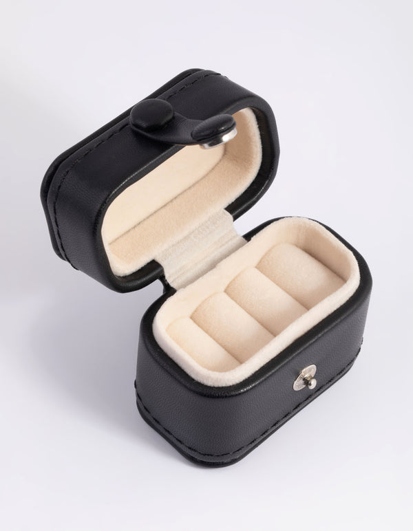 Small Black Faux Leather Ring Box