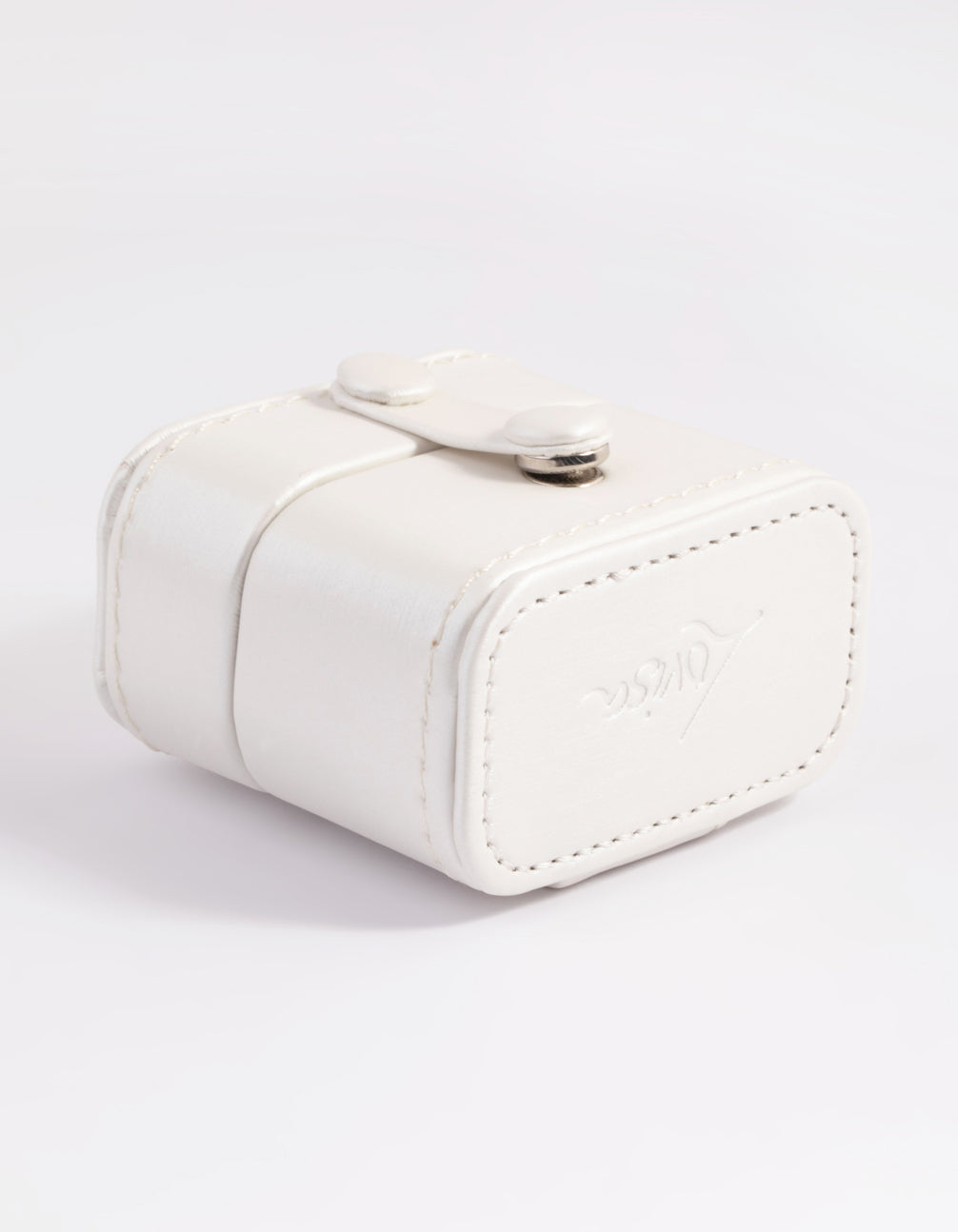 Small Cream Faux Leather Ring Box