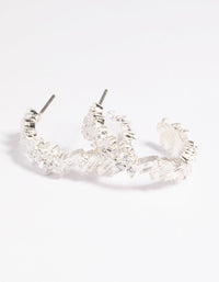 Silver Cubic Zirconia Baguette Hoop Earrings - link has visual effect only