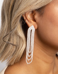 Silver Oval Diamante Drop Earrings - link has visual effect only