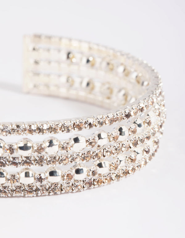 Silver Diamante Wide Bracelet