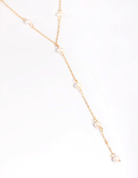 Gold Plated Freshwater Pearl Lariat Necklace - link has visual effect only