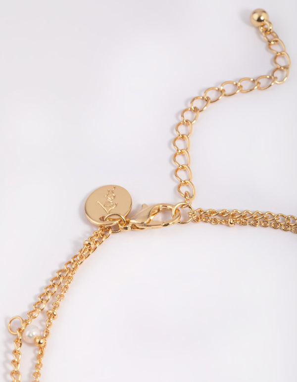 Gold Plated Freshwater Pearl Anklet Set