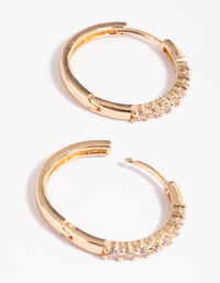 Gold Cubic Zirconia Huggie Hoop Earrings - link has visual effect only