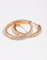 Gold Cubic Zirconia Huggie Hoop Earrings - link has visual effect only