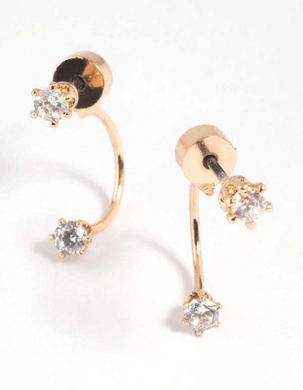 Gold Cubic Zirconia Jacket Earrings