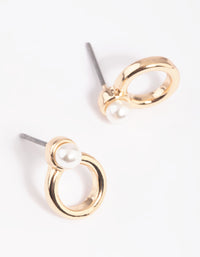 Gold Pearl Thick Circle Stud Earrings - link has visual effect only