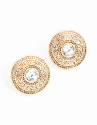 Antique Gold Diamante Stud Earrings - link has visual effect only