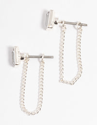 Silver Emerald Chain Jacket Earrings - link has visual effect only