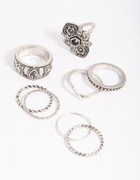 Antique Silver Filigree Ring Stack 8-Pack - link has visual effect only