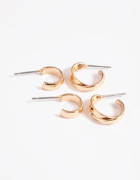 Mixed Metal Cross Over Hoop Earring Pack - link has visual effect only