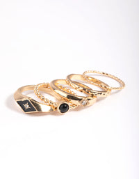 Black Enamel Signet Ring 4-Pack - link has visual effect only