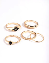 Black Enamel Signet Ring 4-Pack - link has visual effect only