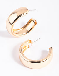 Gold Chubby Medium Hoop Earrings - link has visual effect only