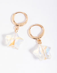 Gold Star Huggie Hoop Earrings - link has visual effect only