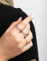 Rhodium Cubic Zirconia V Ring Stack Pack - link has visual effect only