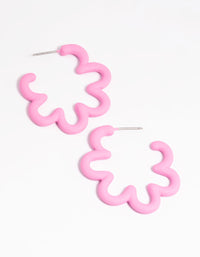 90s Matte Pink Squiggle Hoop Earrings - link has visual effect only