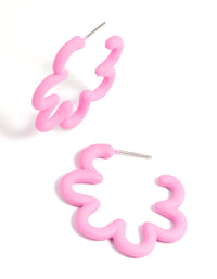 90s Matte Pink Squiggle Hoop Earrings - link has visual effect only