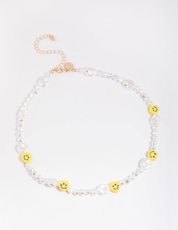 90s Smiley Pearl Necklace