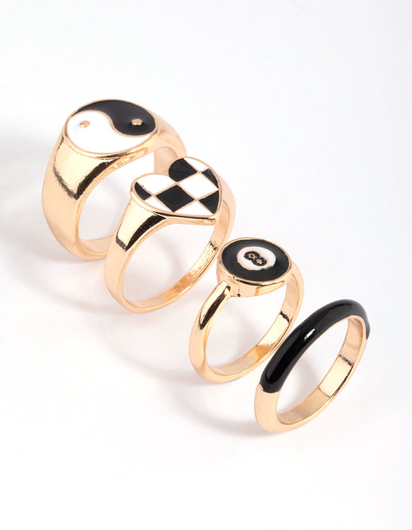90s Yin Yang Ring Stack Pack