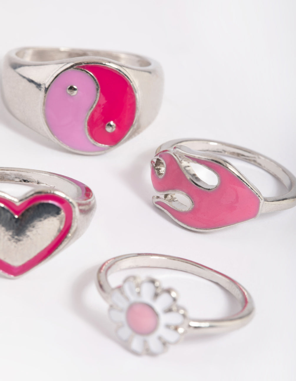 90s Flame & Daisy Ring Stack Pack