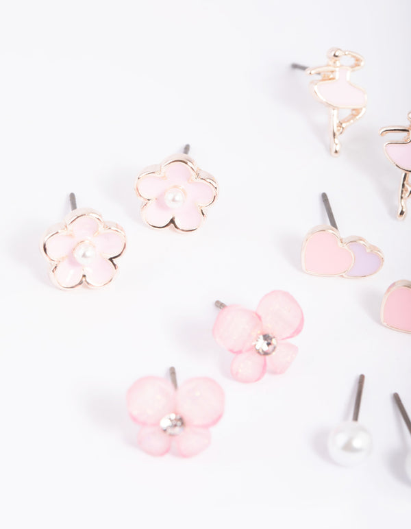 Kids Ballet Flower Stud Earring 6-Pack
