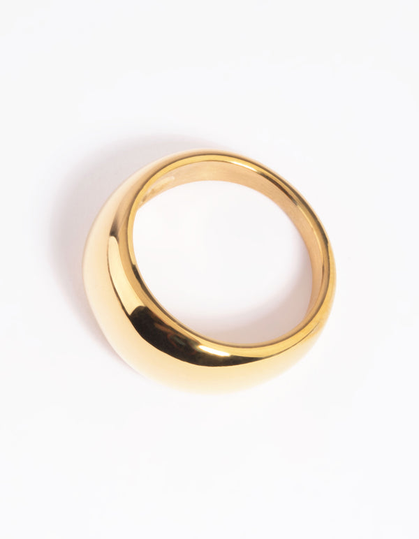 Waterproof Gold Plated Stainless Steel Dome Ring