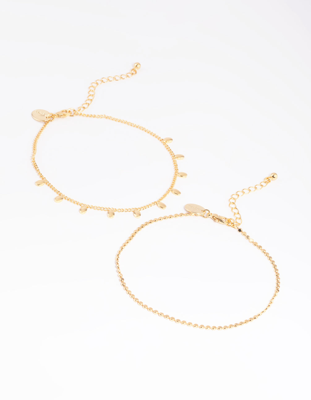 Gold Plated Oval Chain Anklet Set