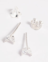 Sterling Silver Cubic Zirconia Dolphin Tail Stud Earrings - link has visual effect only