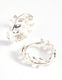 Sterling Silver Leaf Huggie Hoop Earrings - link has visual effect only