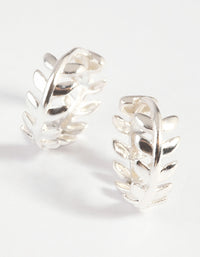 Sterling Silver Leaf Huggie Hoop Earrings - link has visual effect only