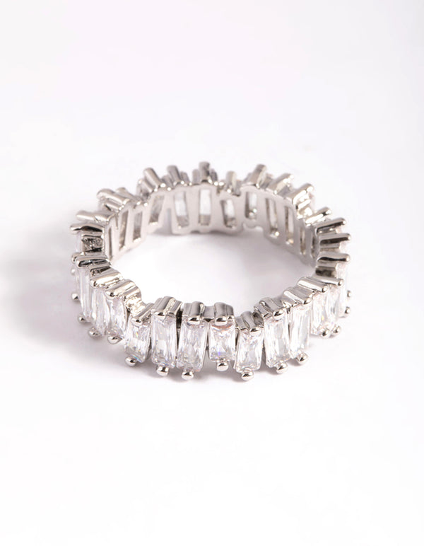 Silver Cubic Zirconia Jagged Band Ring