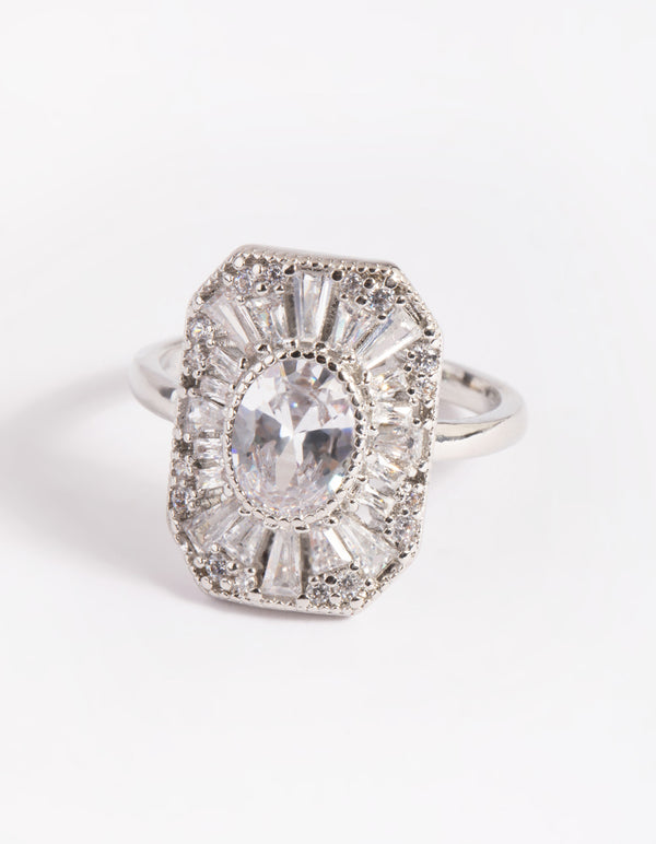 Silver Cubic Zirconia Princess Cut Ring