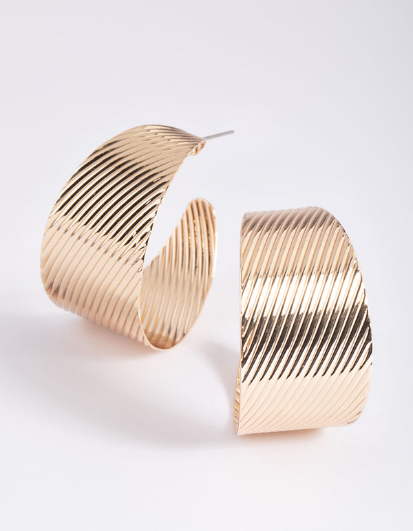 Gold Textured Hoop Earrings