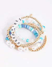 90s Blue Mushroom Beaded Bracelet 5-Pack - link has visual effect only