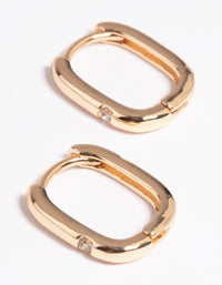 Gold Diamante Rectangular Huggie Hoop Earrings - link has visual effect only