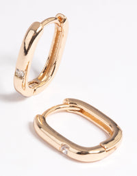 Gold Diamante Rectangular Huggie Hoop Earrings - link has visual effect only