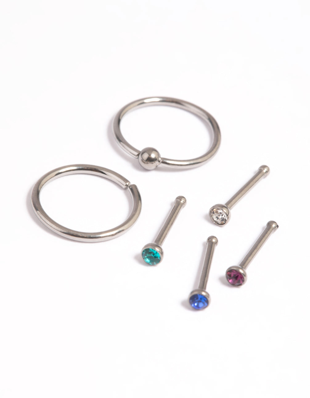 Titanium Nose Stud & Ring 6-Pack