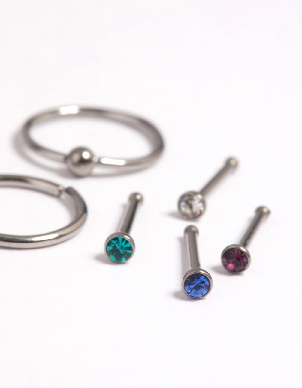 Titanium Nose Stud & Ring 6-Pack