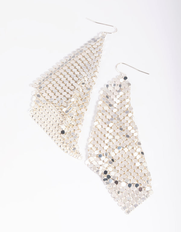 Silver Chain Mail Drop Earrings