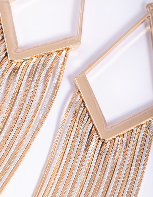 Mixed Metal Diamond Snakechain Earrings