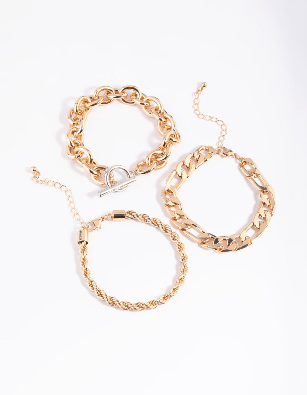 Mixed Metal Fob Chain Bracelet Pack