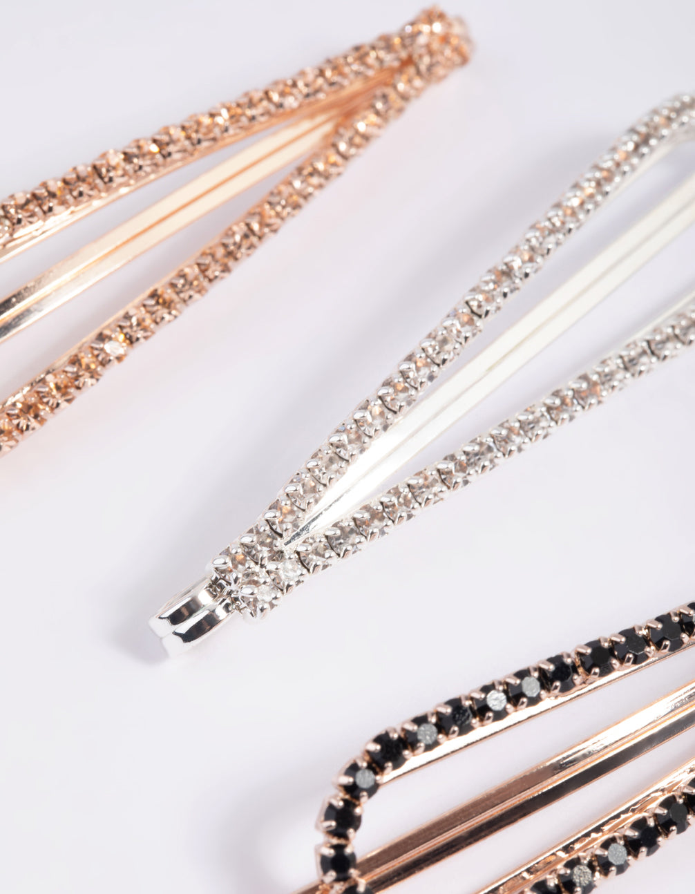 Mixed Metal Diamante Slide Clips