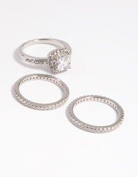 Silver Diamond Simulant Square Ring Pack - link has visual effect only