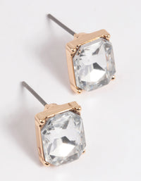 Gold Diamante Square Stud Earrings - link has visual effect only