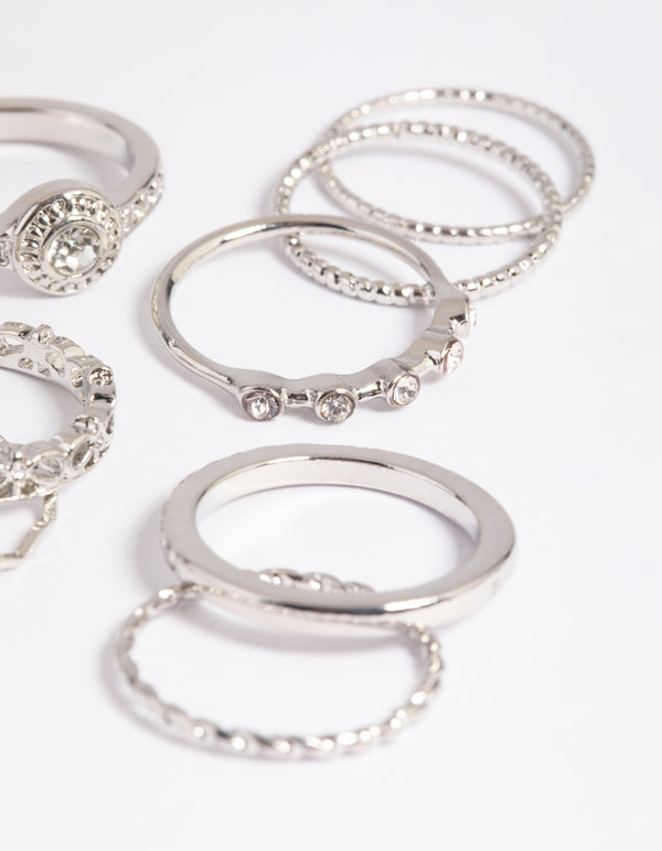 Rhodium Classic Ring Stack Pack