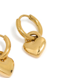 Gold Plated Surgical Steel Chunky Heart Huggie Hoop Earrings - link has visual effect only