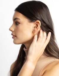 Gold Plated Surgical Steel Chunky Heart Huggie Hoop Earrings - link has visual effect only